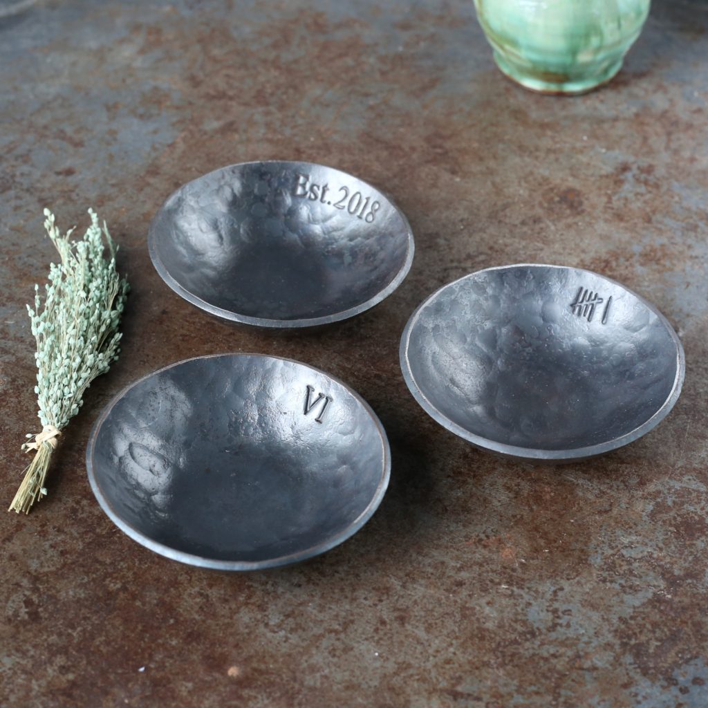 Small round bowl with contemporary smooth or traditional hammered finishes