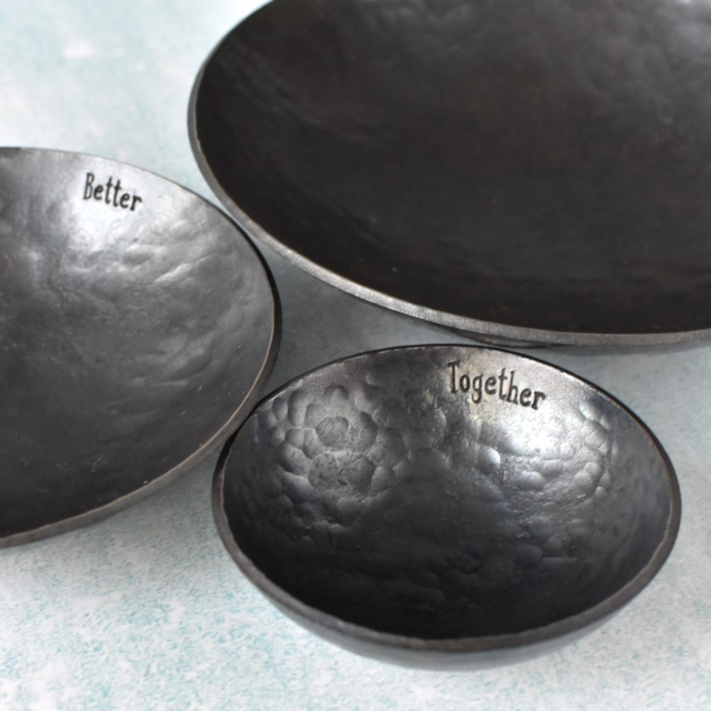 Three Nested Metal Bowls stamped "Always Better Together"