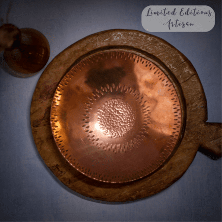 Large Copper Bowl with etched patterned