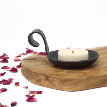 6th Anniversary Iron Candle Dish With Curved Handle - Image 3