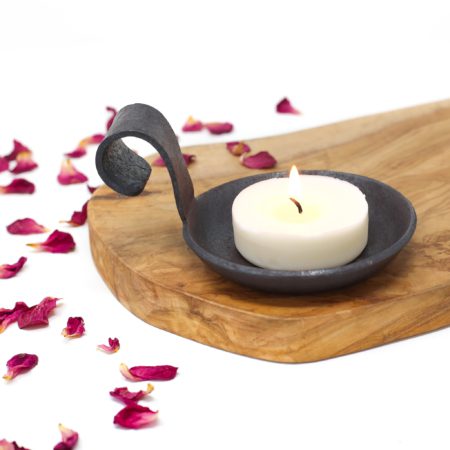 6th Anniversary Iron Candle Dish With Curved Handle - Image 2